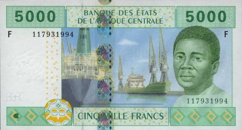 billet de 5000 francs CFA Afrique Centrale (recto)