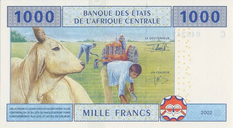 billet de 1000 francs CFA Afrique Centrale (verso)