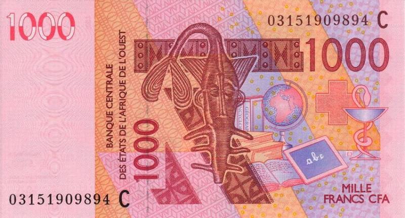 billet de 1000 francs CFA Afrique de l'Ouest (recto)