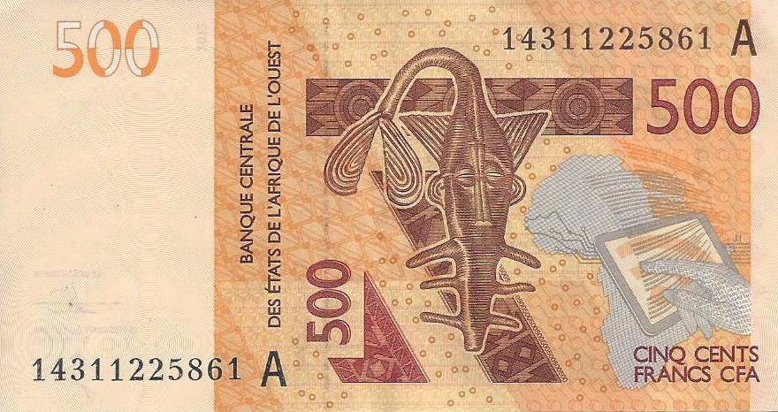 billet de 500 francs CFA Afrique de l'Ouest (recto)