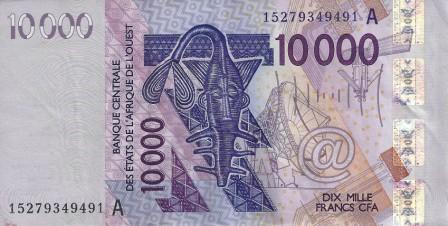 billet de 10000 francs CFA Afrique de l'Ouest (recto)